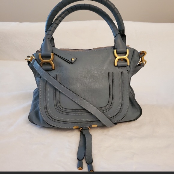 Chloe Handbags - EUC Chloé Marcie Medium shoulder bag with strap Blue Gray